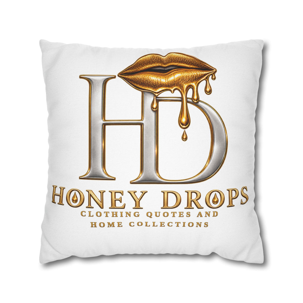 Honey Drops Gold Logo with Gold Dripping Lip Pillowcase