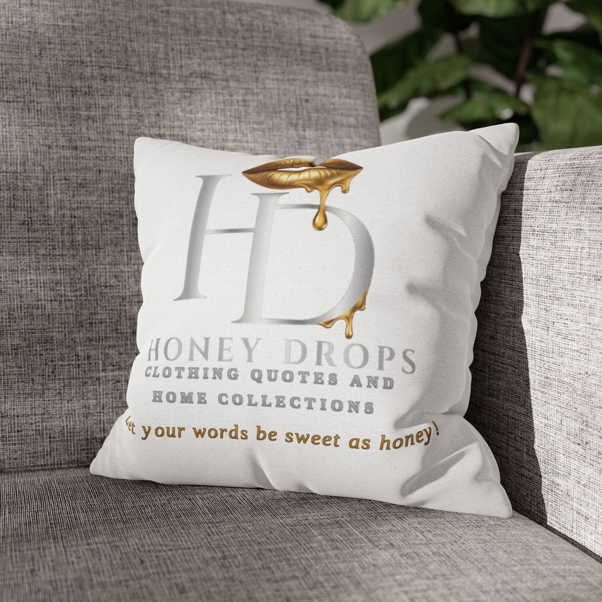 Honey Drops HD Logo with Gold Dripping Lip Pillowcase