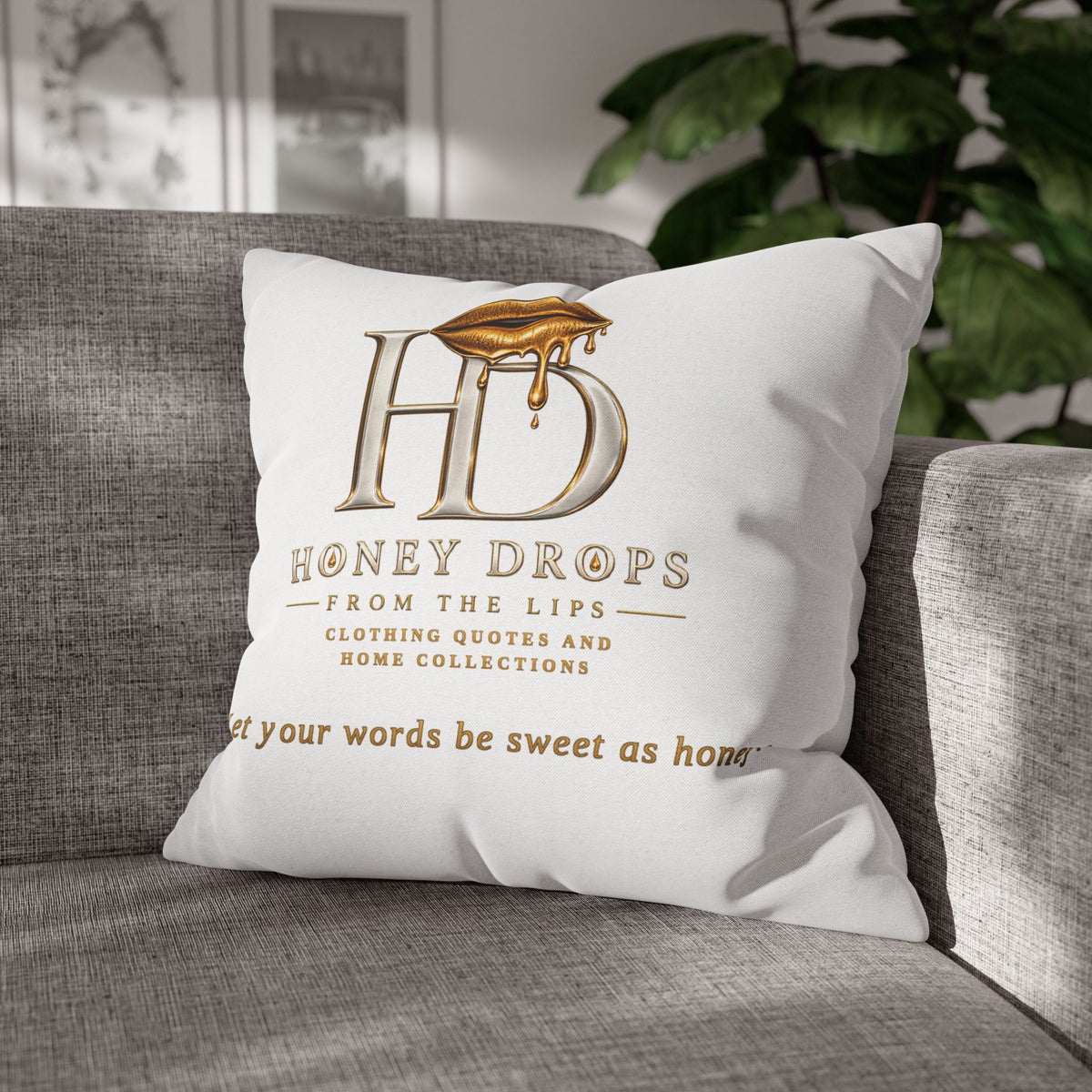 Honey Drops Logo with Gold Lip Pillowcase
