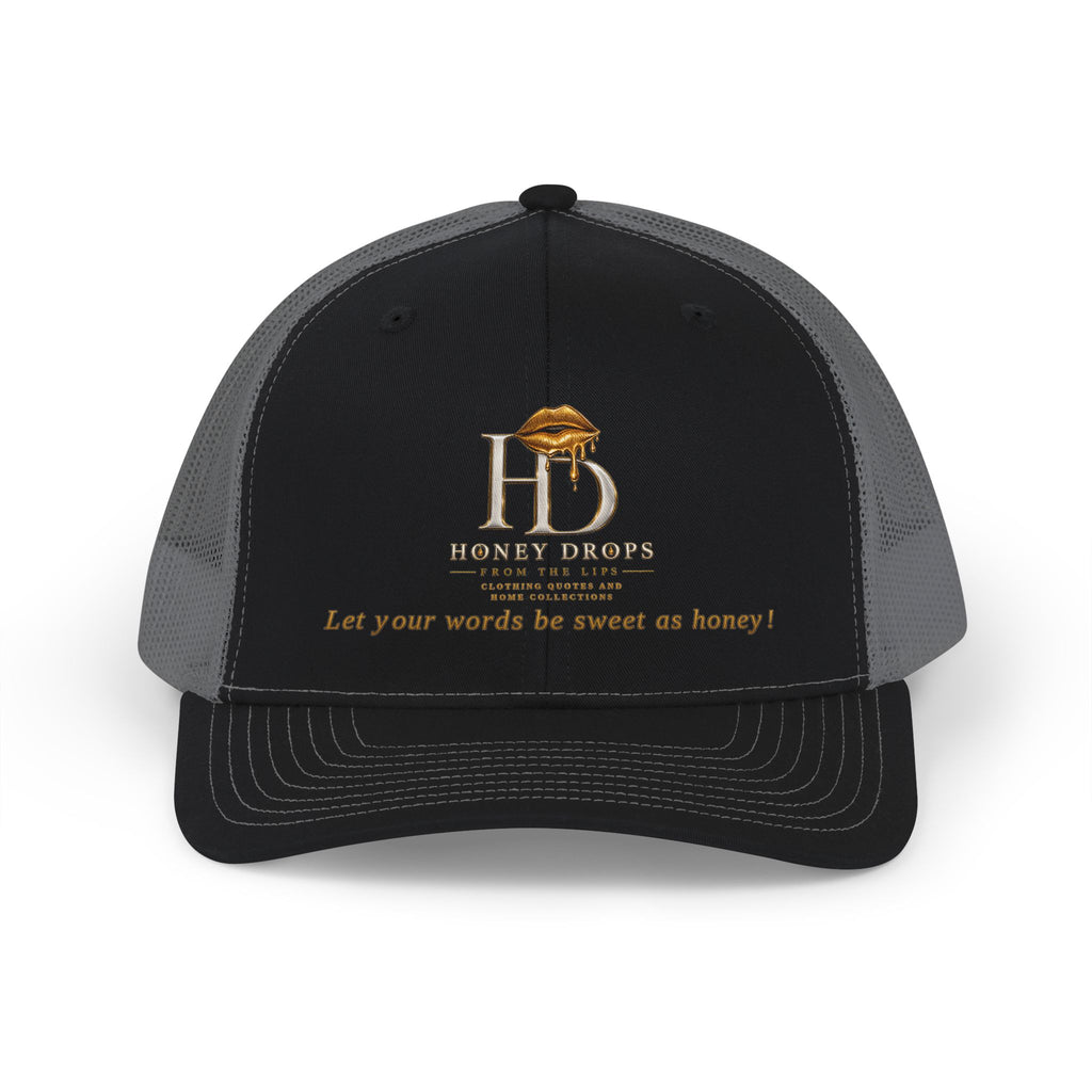 Honey Drops Embroidered Trucker Cap - Gold Lip