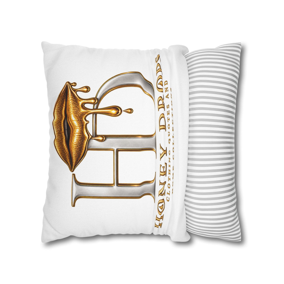 Honey Drops Gold Logo with Gold Dripping Lip Pillowcase