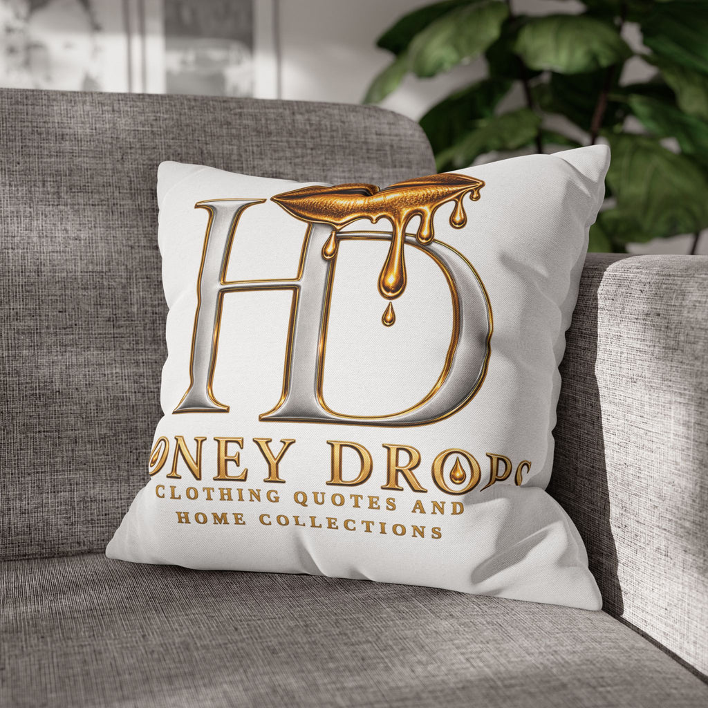 Honey Drops Gold Logo with Gold Dripping Lip Pillowcase