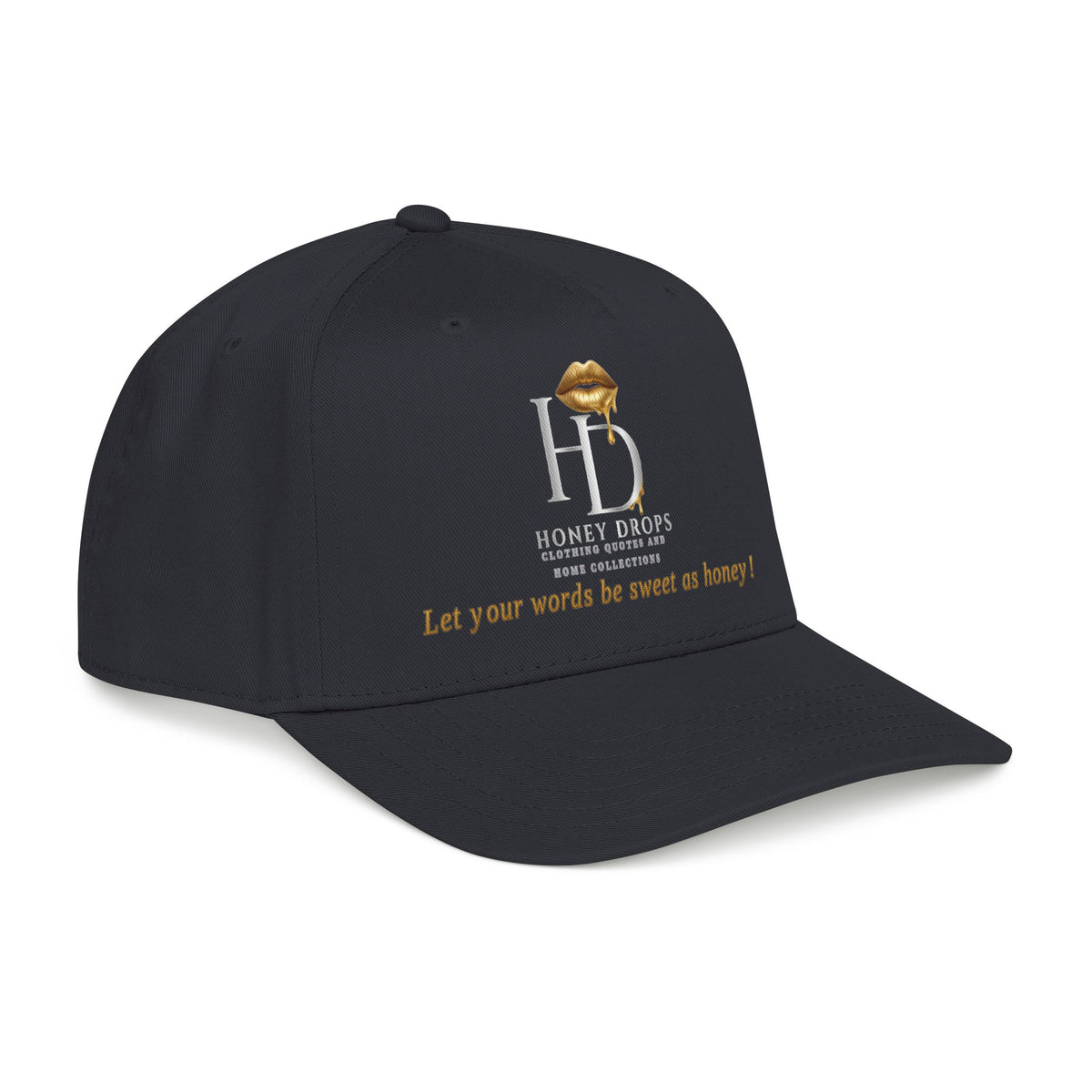 Honey Drops Baseball Cap — Gold Lip Monogram Hat