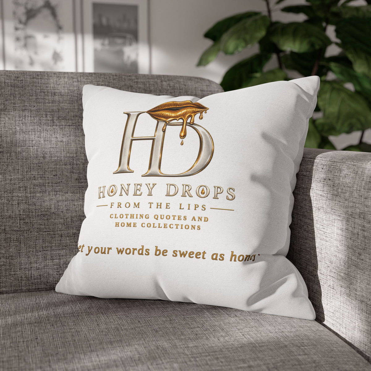 Honey Drops Logo with Gold Lip Pillowcase