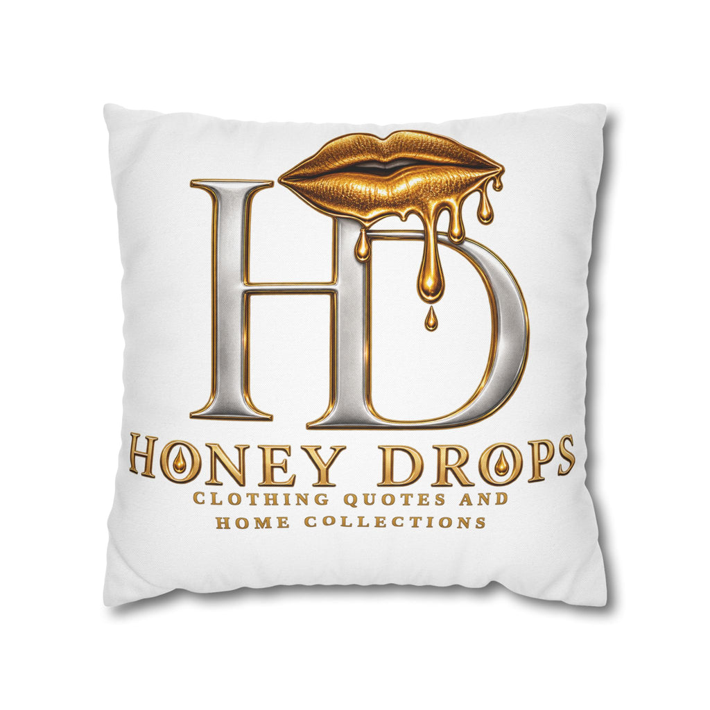 Honey Drops Gold Logo with Gold Dripping Lip Pillowcase