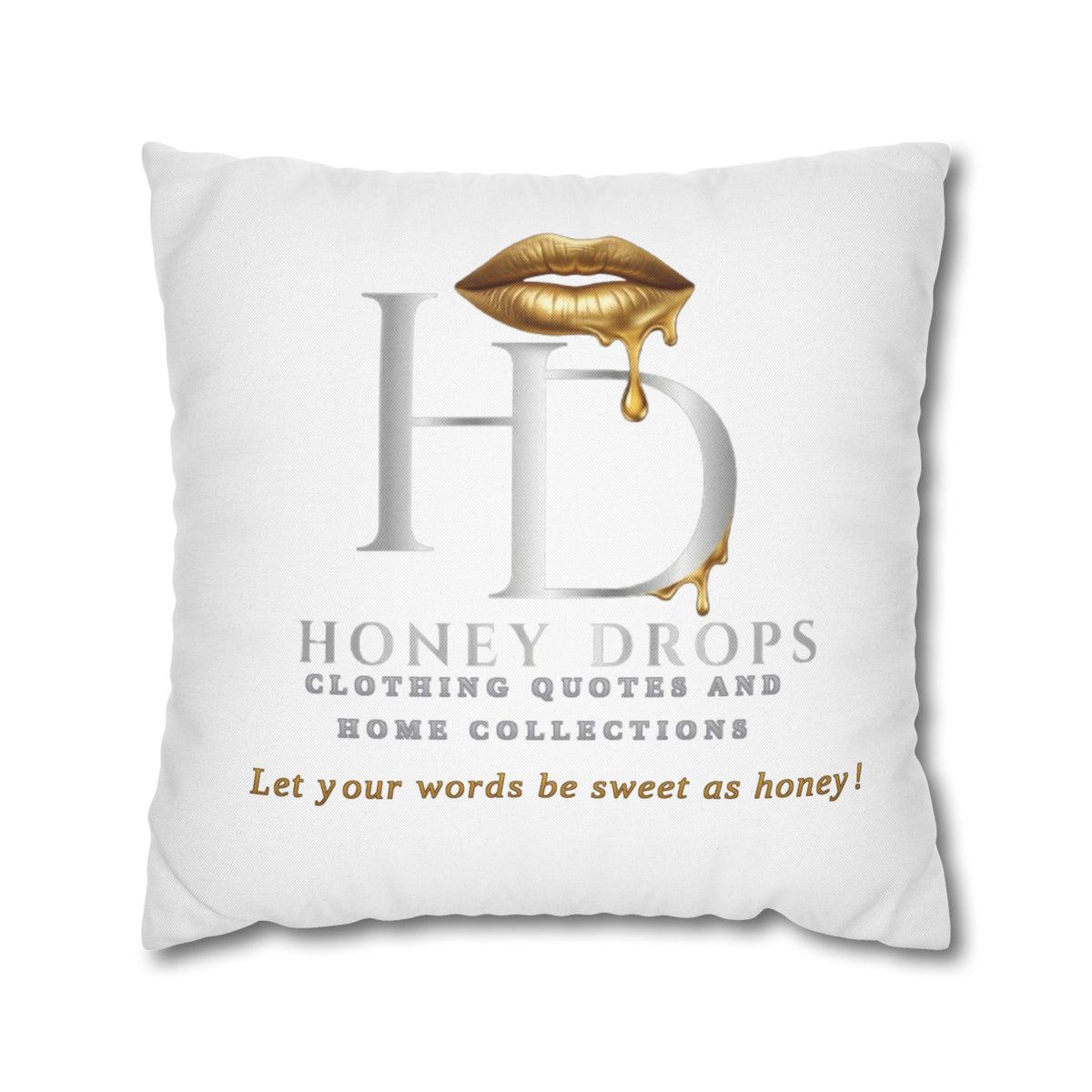 Honey Drops HD Logo with Gold Dripping Lip Pillowcase