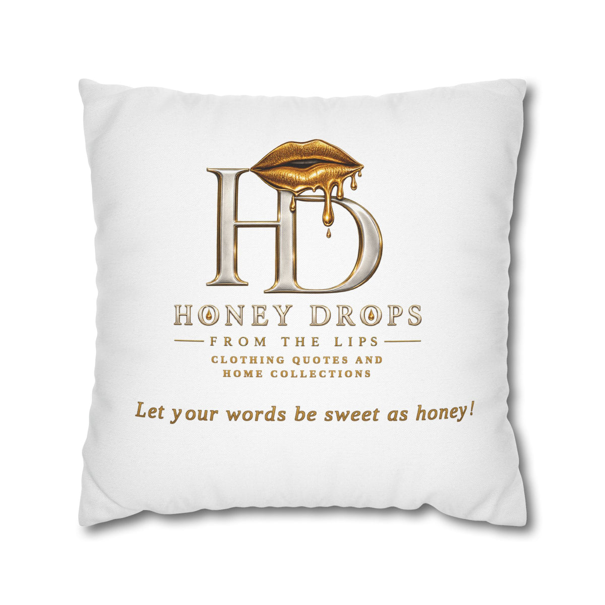 Honey Drops Logo with Gold Lip Pillowcase