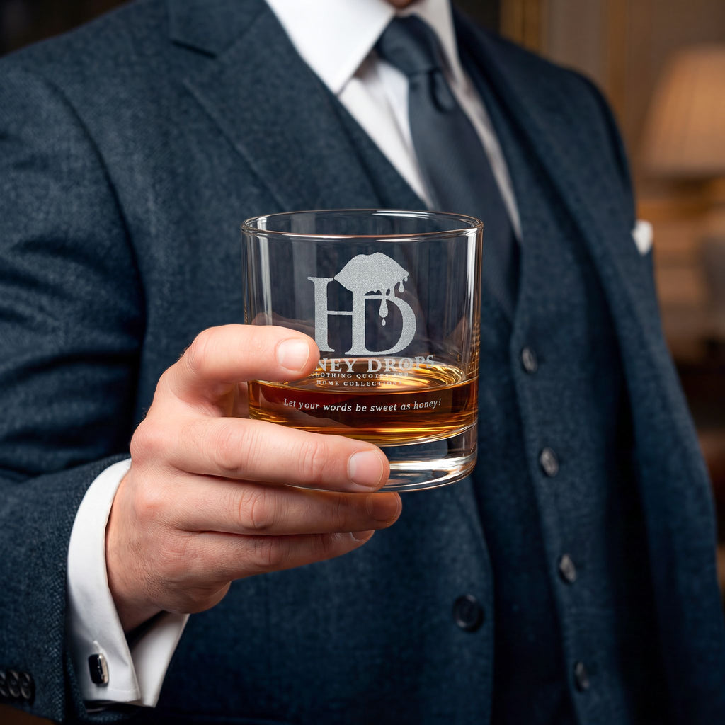 Whiskey Glass — Honey Drops Logo Rocks Glass