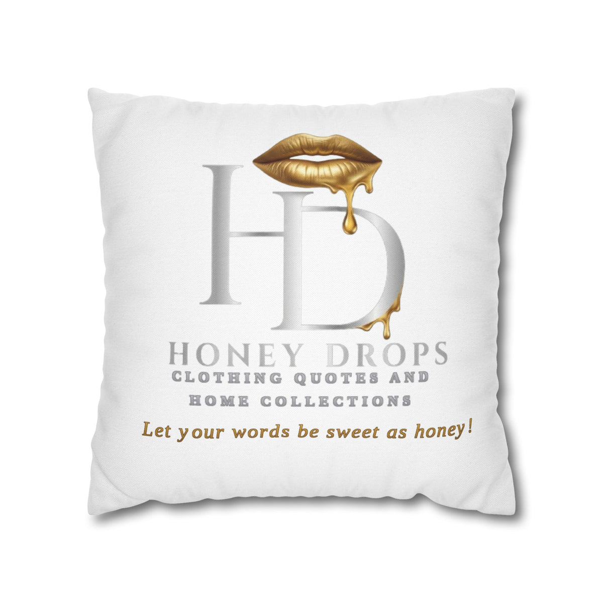 Honey Drops HD Logo with Gold Dripping Lip Pillowcase