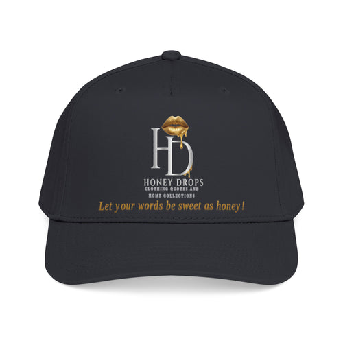 Honey Drops Baseball Cap — Gold Lip Monogram Hat