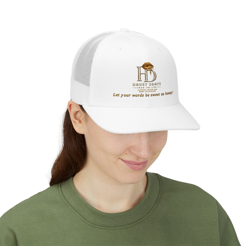 Honey Drops Embroidered Trucker Cap - Gold Lip