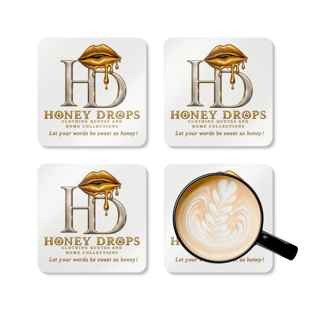 Cork Coasters — Honey Drops Gold Lip Drink Coaster Set