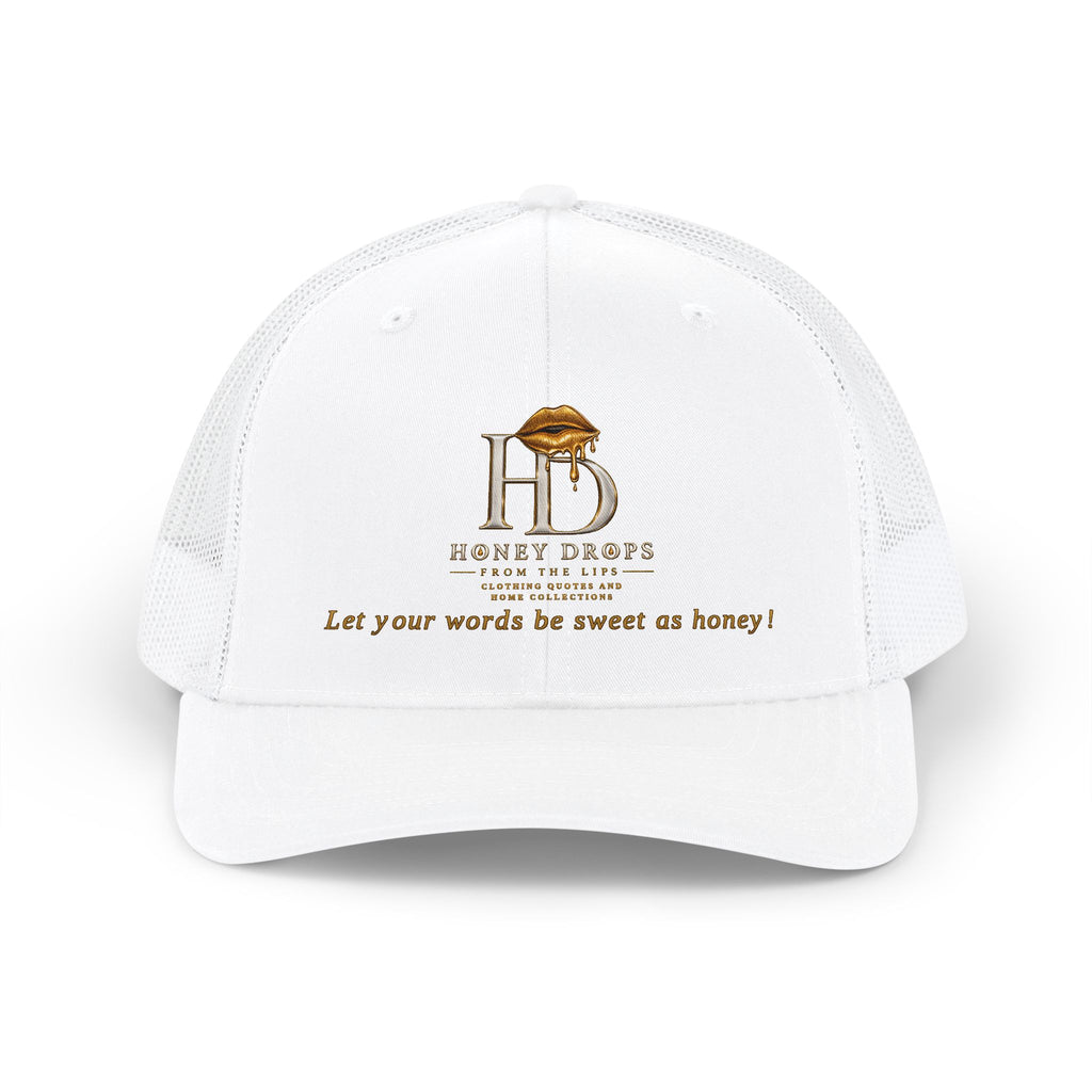 Honey Drops Embroidered Trucker Cap - Gold Lip