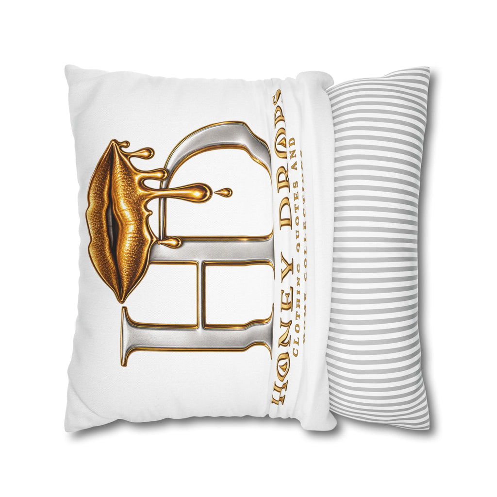 Honey Drops Gold Logo with Gold Dripping Lip Pillowcase