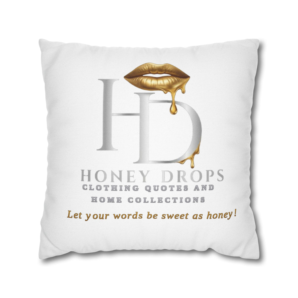 Honey Drops HD Logo with Gold Dripping Lip Pillowcase