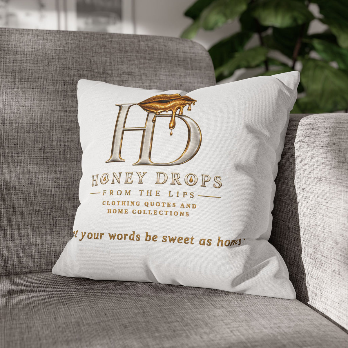 Honey Drops Logo with Gold Lip Pillowcase