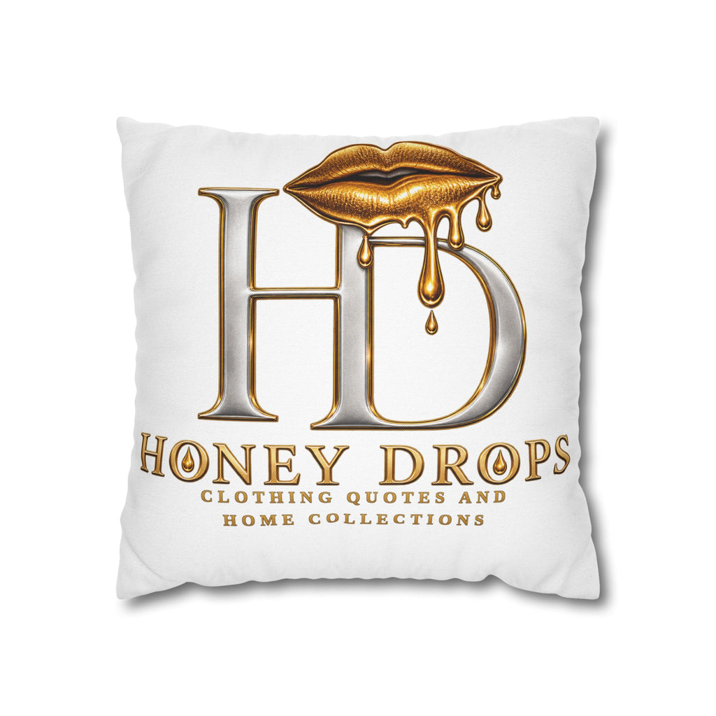 Honey Drops Gold Logo with Gold Dripping Lip Pillowcase
