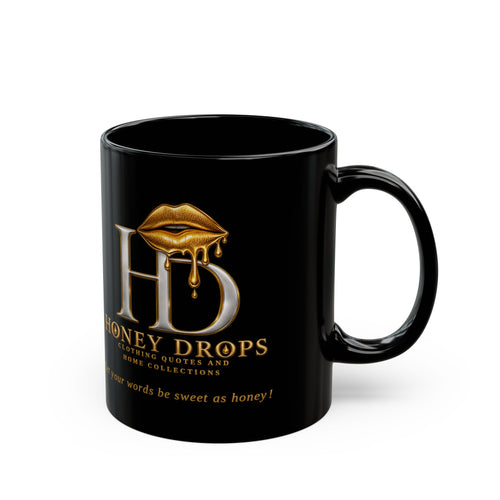 Honey Drops Black Mug — Dripping Gold Lip Coffee Cup